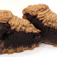 Brookie slice with crunchy crust, brownie filling topped with chocolate ganache
